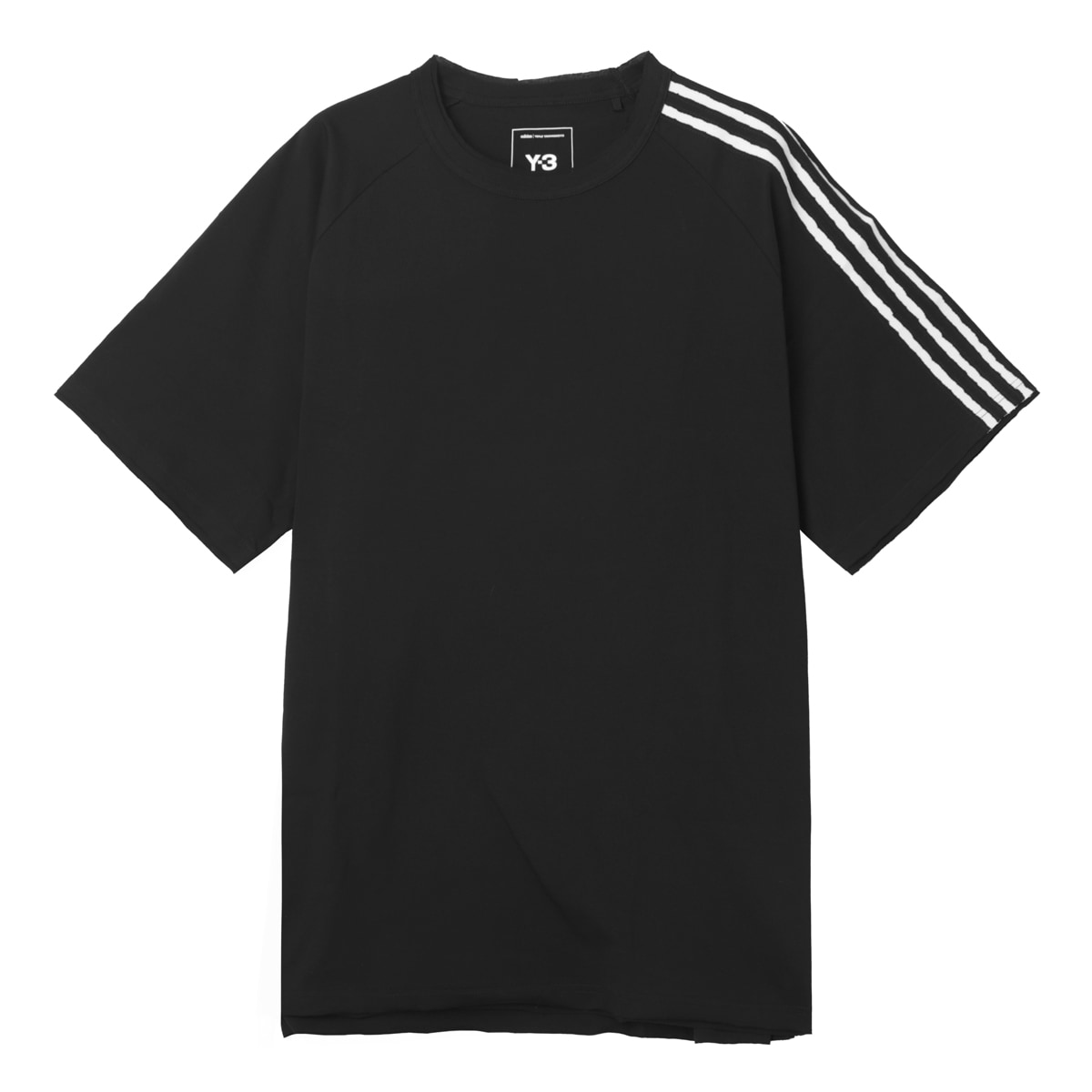 Y-3 ワイスリー クルーネックTシャツ/Y-3 RAW EDGE 3 STRIPES SHORT SLEEVE TEE ロー エッジ 3 ストライプス ショート スリーブ ティー メンズ