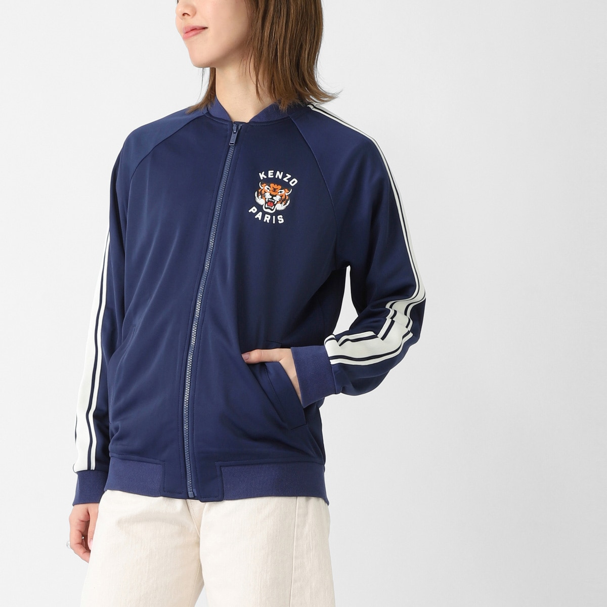 KENZO ケンゾー トラックジャケット/KIDS キッズ/タイガー スウェットシャツ プリントロゴ ジップ ラウンドネック レディース
