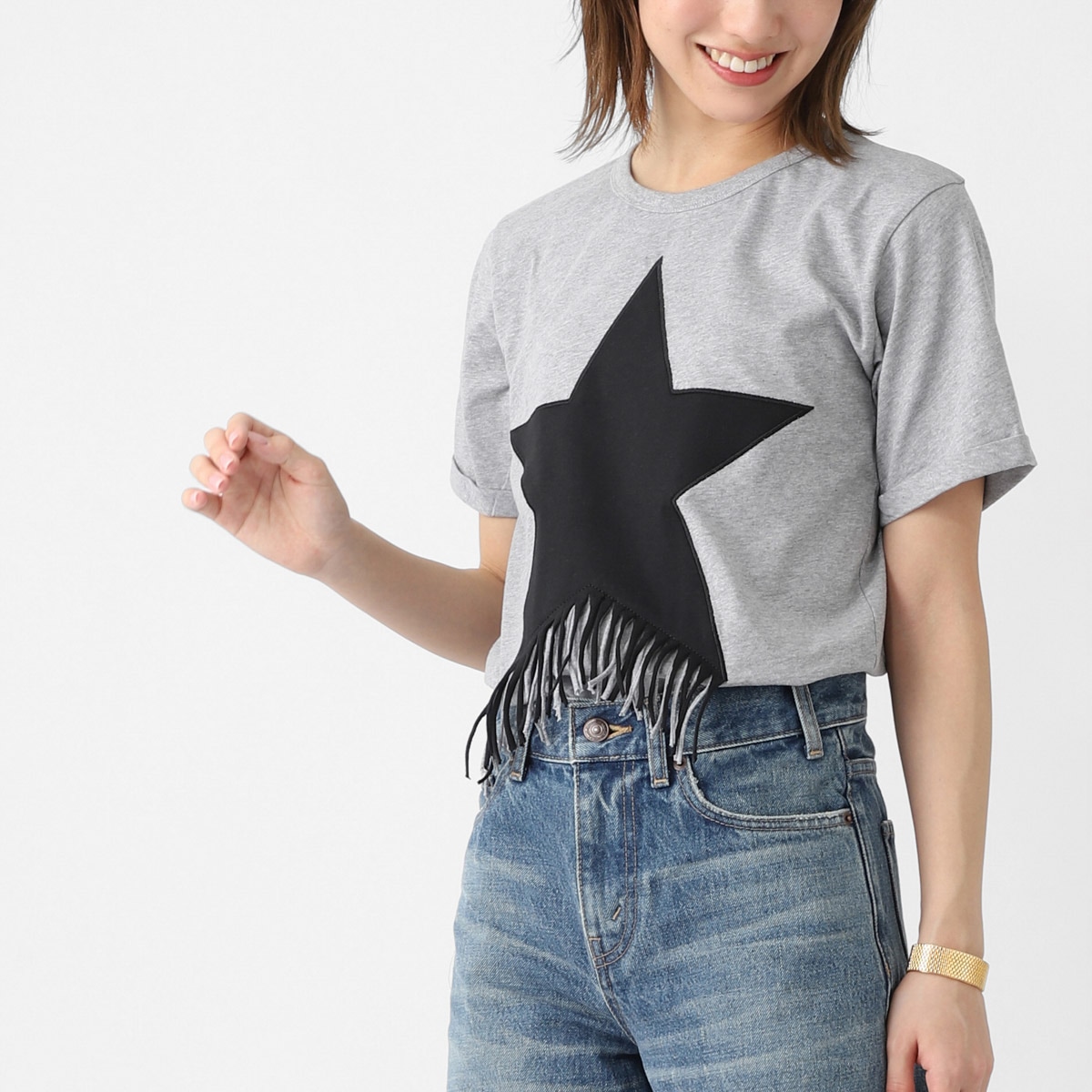 STELLA McCARTNEY ステラマッカートニー クルーネックTシャツ/KIDS キッズ ガールズ/スター グラフィック フリンジ レディース
