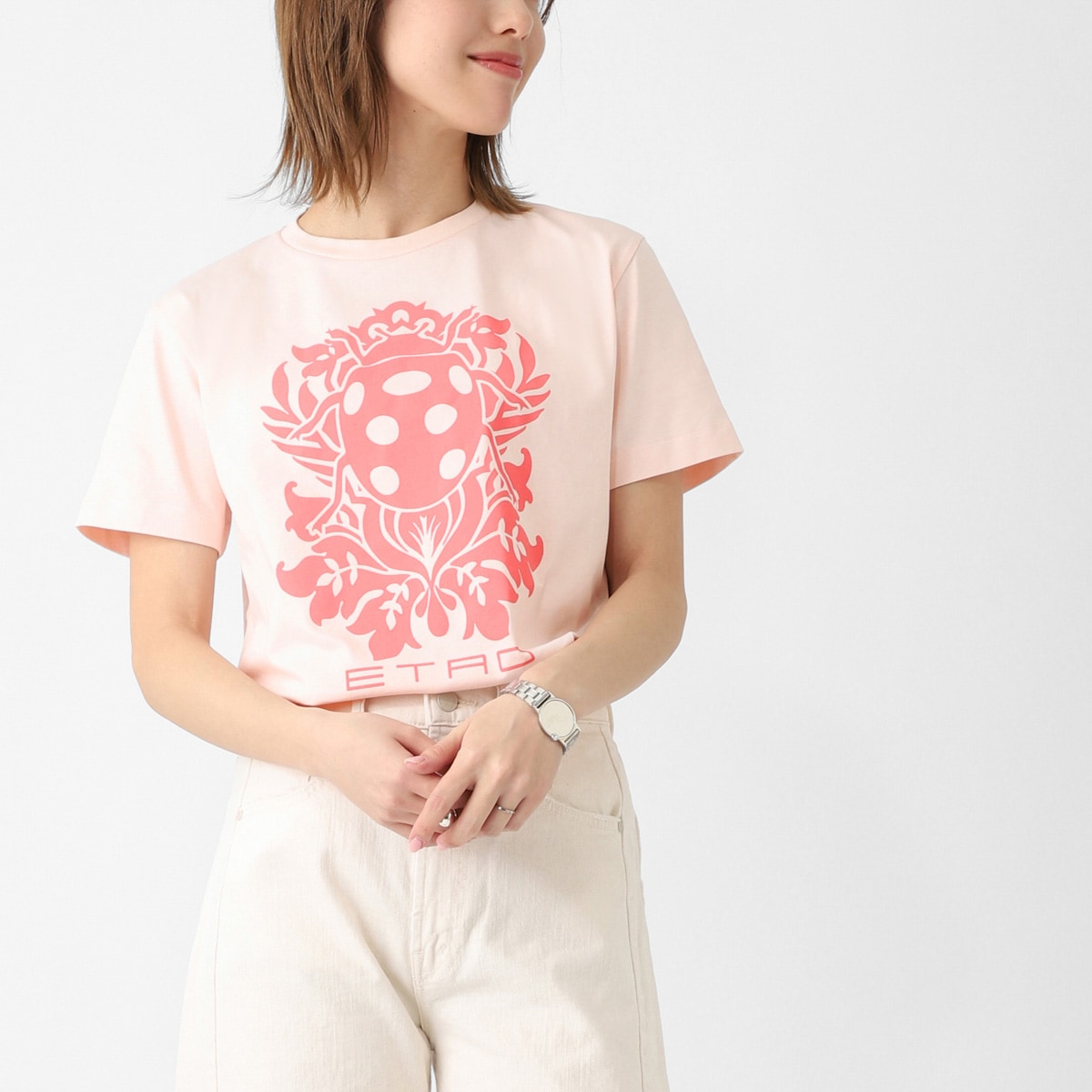 ETRO エトロ クルーネックTシャツ/KIDS キッズ ガールズ/プリントロゴ ペイズリー柄 レディース