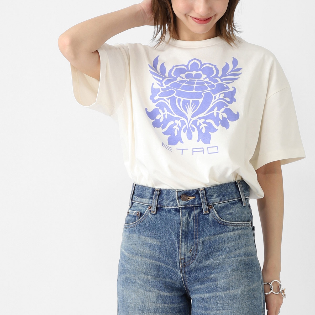 ETRO エトロ クルーネックTシャツ/KIDS キッズ ガールズ/プリントロゴ ペイズリー柄 レディース
