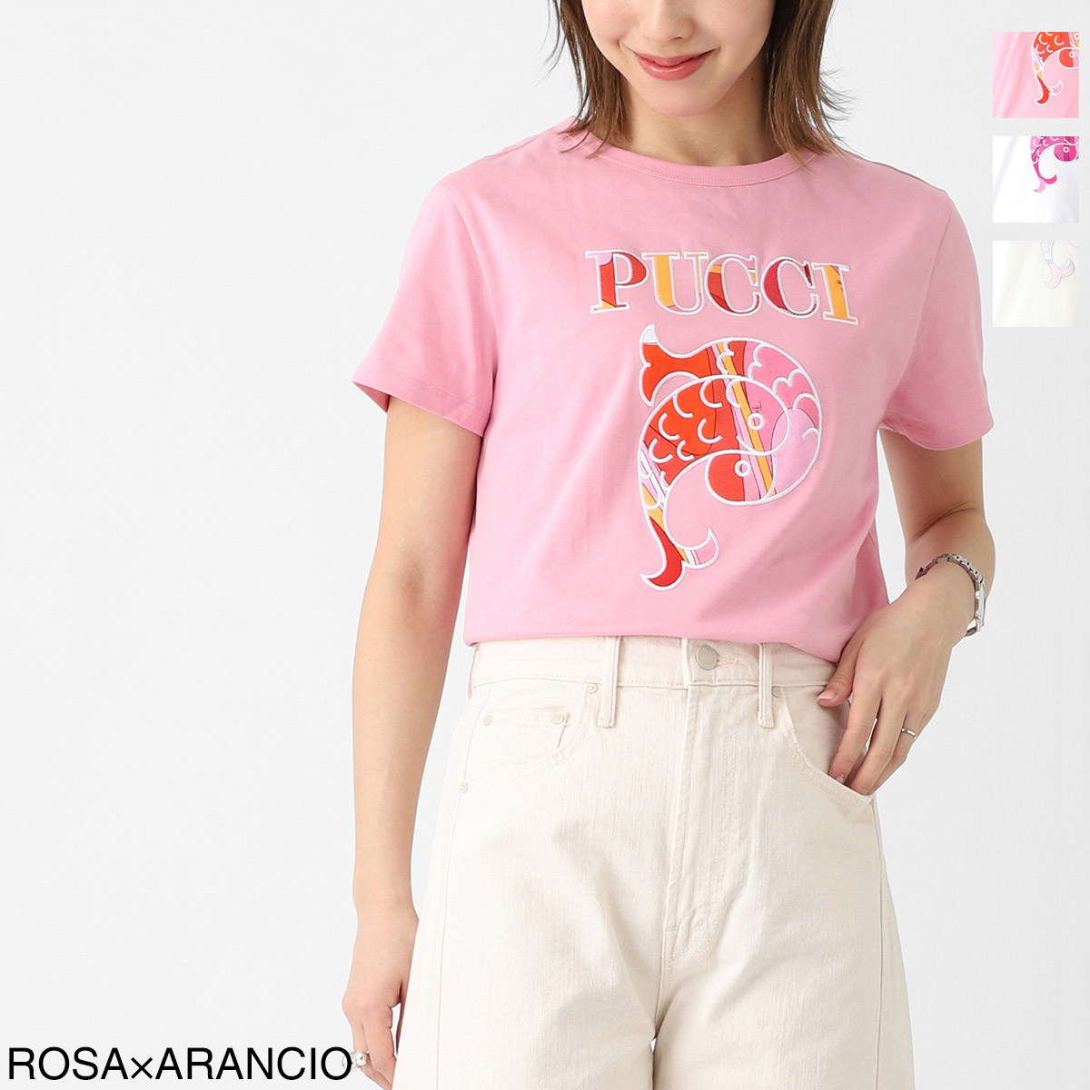 PUCCI プッチ クルーネックTシャツ/KIDS キッズ ガールズ/ロゴ刺繍 ロゴT レディース