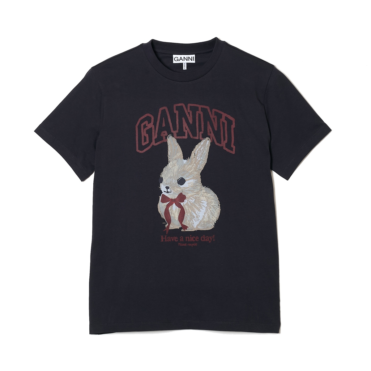 GANNI ガニー クルーネックTシャツ/BASIC COTTON JERSEY T-SHIRT ロゴT バニーグラフィック レディース