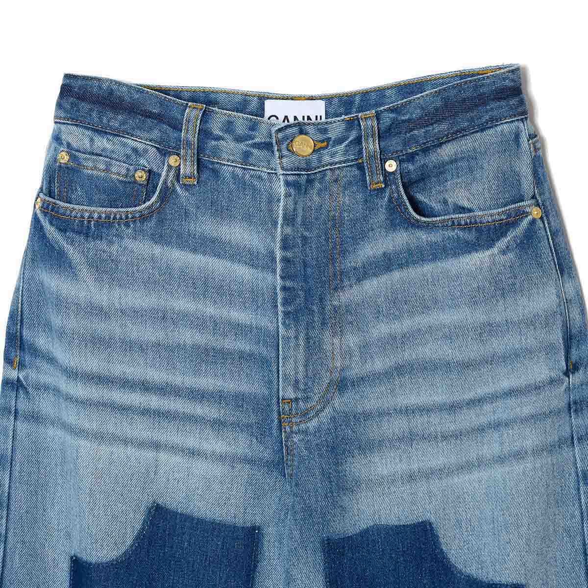 GANNI ガニー ジップフライジーンズ/バギージーンズ/LIGHT WEIGHT DENIM BAGGY JEANS ウォッシュ加工 デニムパンツ レディース