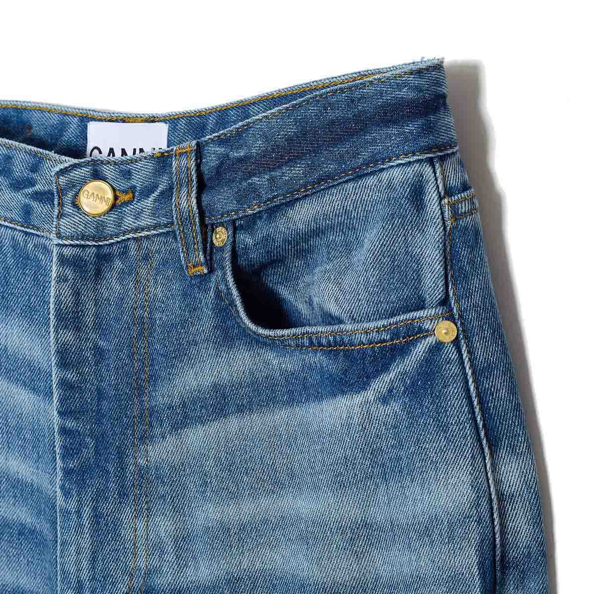 GANNI ガニー ジップフライジーンズ/バギージーンズ/LIGHT WEIGHT DENIM BAGGY JEANS ウォッシュ加工 デニムパンツ レディース