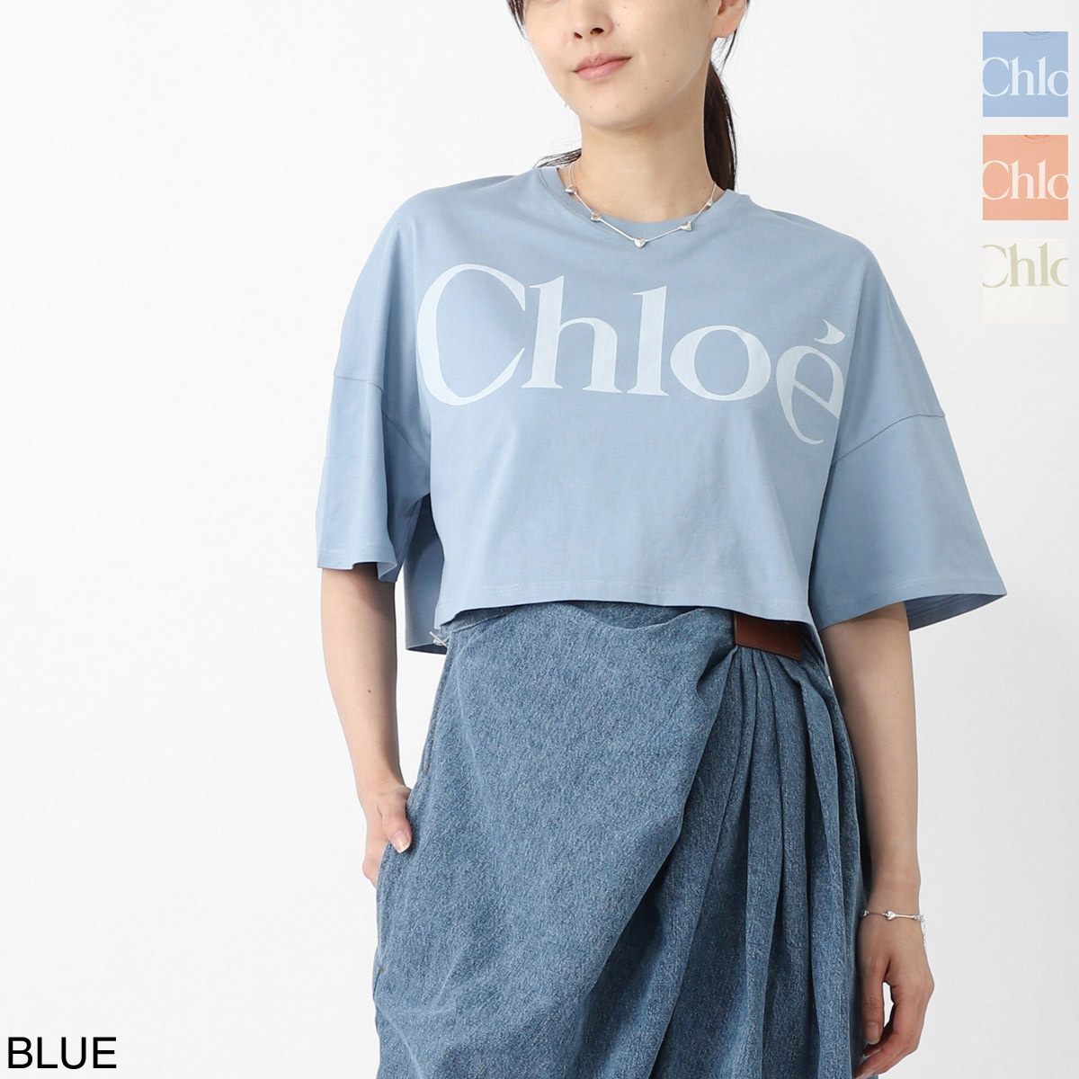 Chloe クロエ クルーネックTシャツ/KIDS キッズ/ロゴ ロゴT クロップド丈【大きいサイズあり】 レディース
