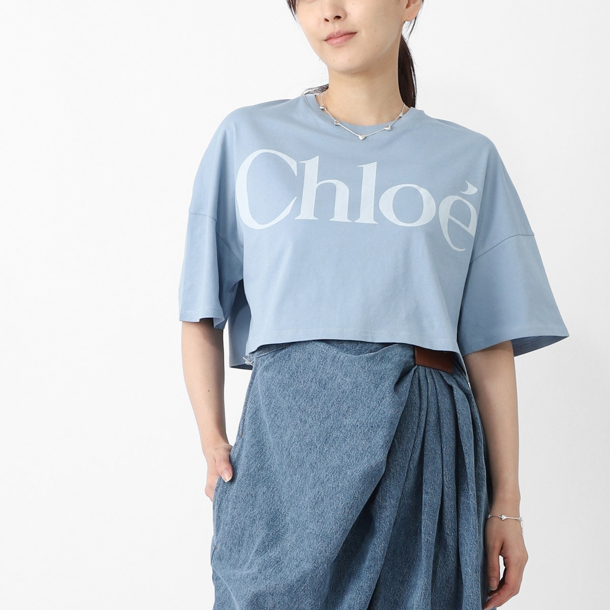 Chloe クロエ クルーネックTシャツ/KIDS キッズ/ロゴ ロゴT クロップド丈【大きいサイズあり】 レディース
