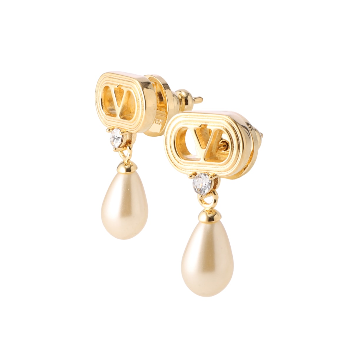 VALENTINO GARAVANI ヴァレンティノガラヴァーニ ピアス/OVALETTE EARRINGS Vロゴ パールドロップ レディース