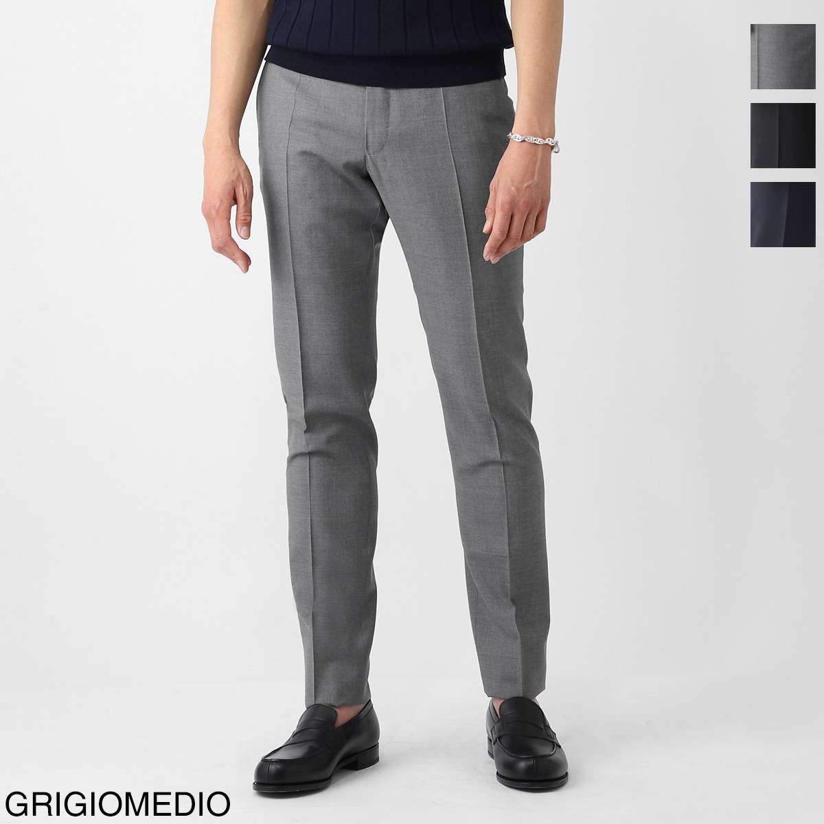 INCOTEX インコテックス ノープリーツ スラックス/ウールパンツ/SLIM FIT 35型【大きいサイズあり】 メンズ