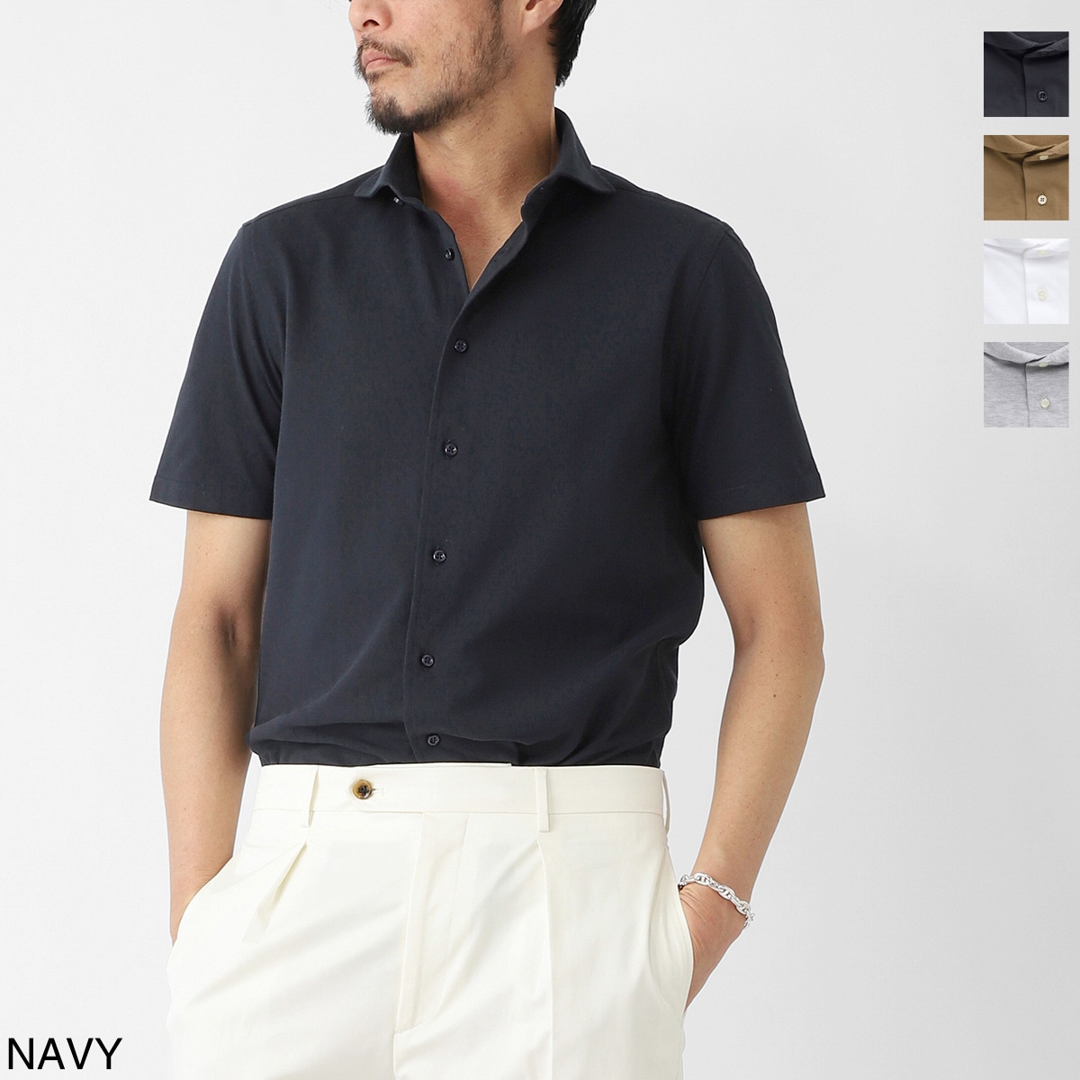 GUY ROVER ギローバー 半袖シャツ/ワイドカラーシャツ/JERSEY メンズ