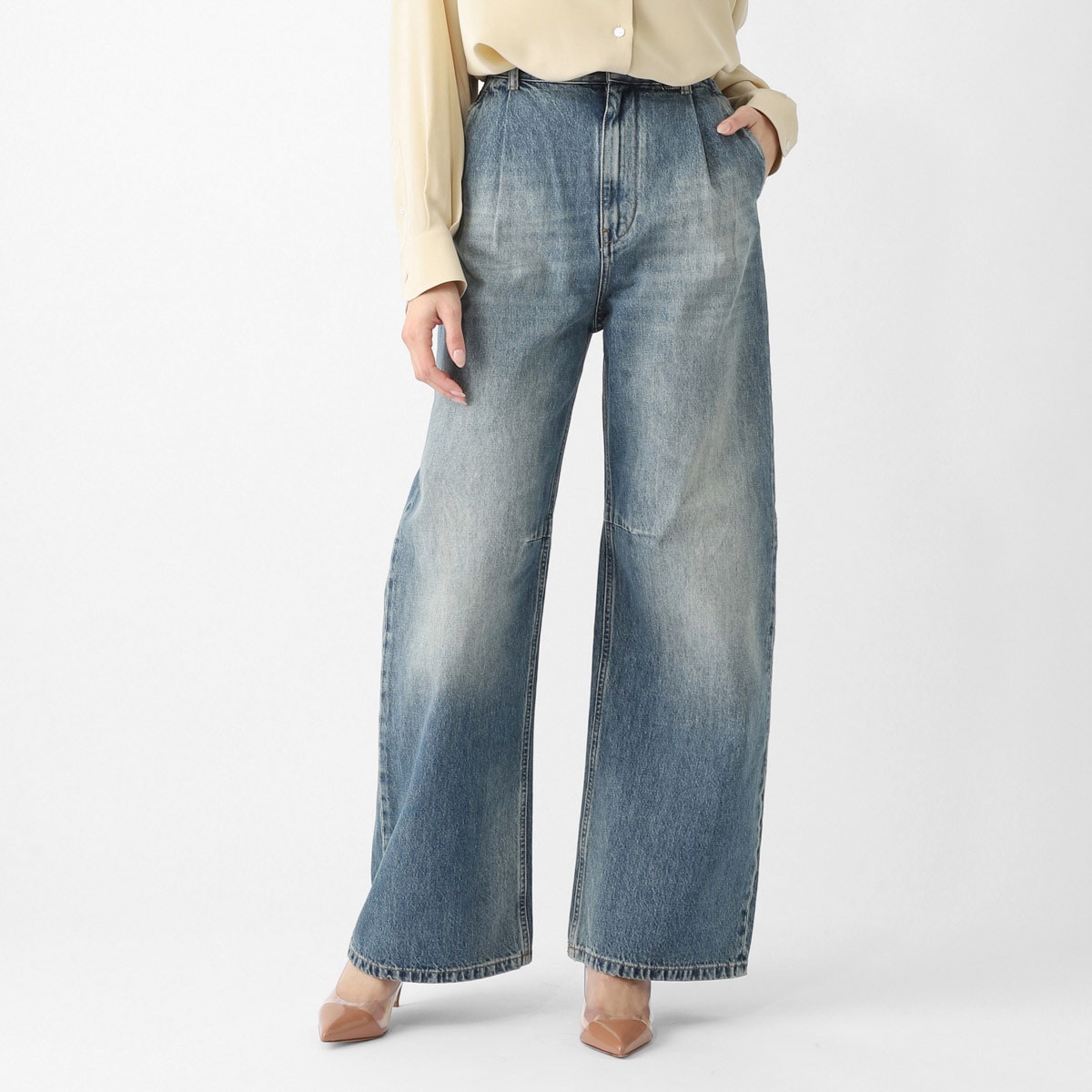 MM6 Maison Margiela エムエム 6 メゾンマルジェラ ジップフライジーンズ/ワイドレッグ ジーンズ/WIDE-LEG JEANS レディース