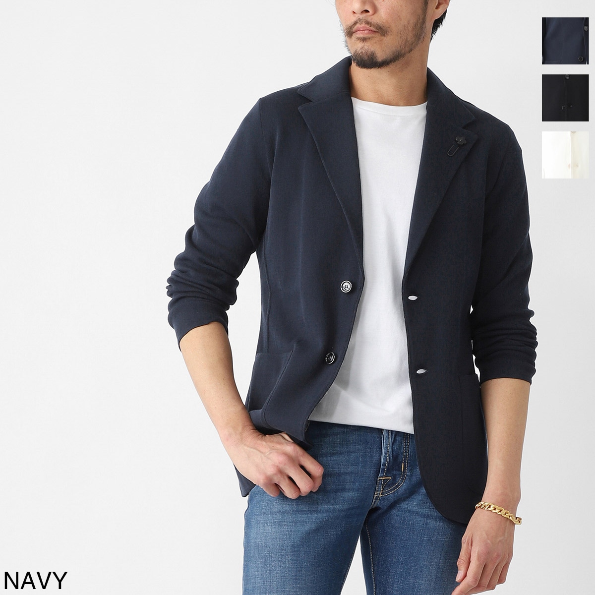 LARDINI ラルディーニ 2つボタン ニットジャケット メンズ