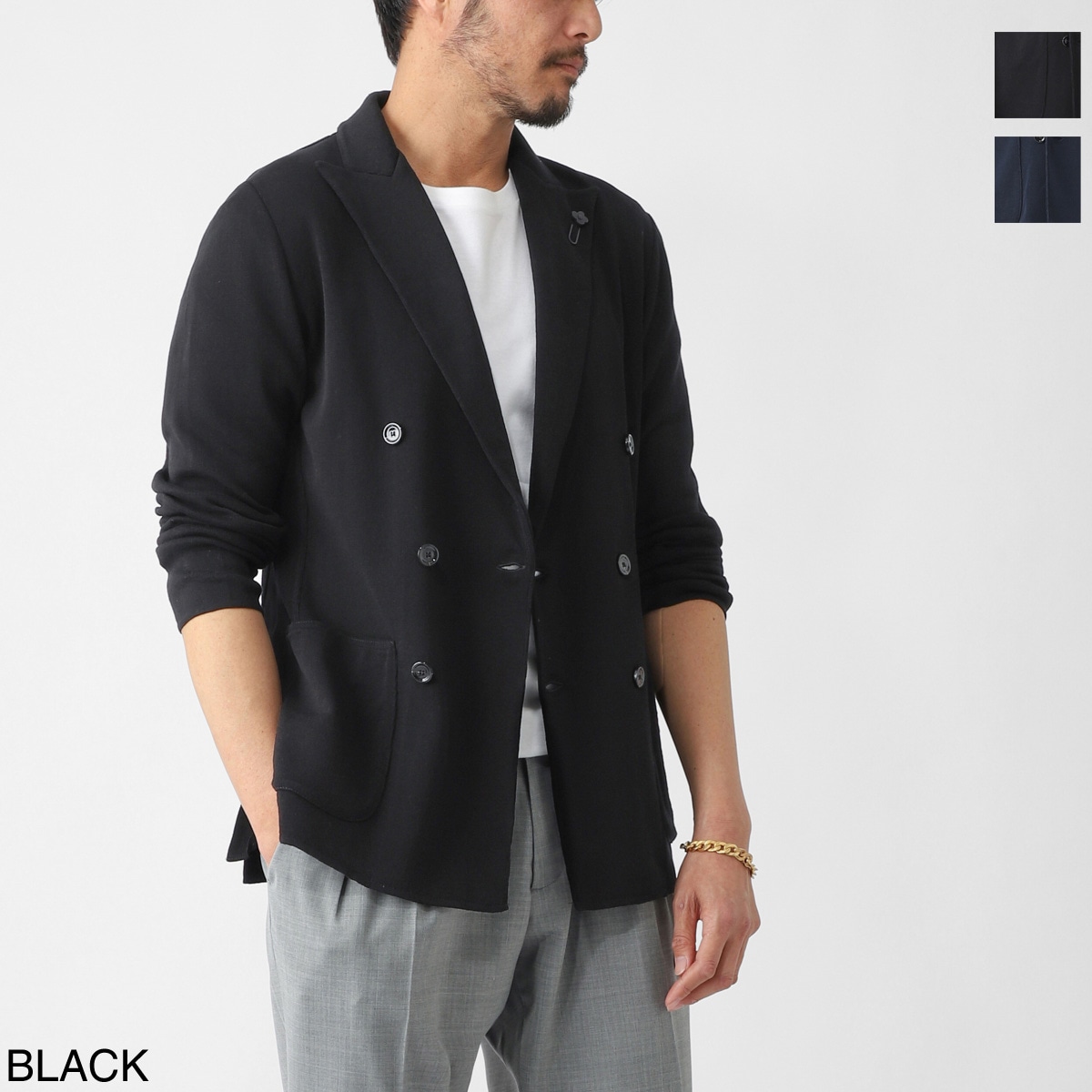 LARDINI ラルディーニ ダブルブレスト ニットジャケット メンズ