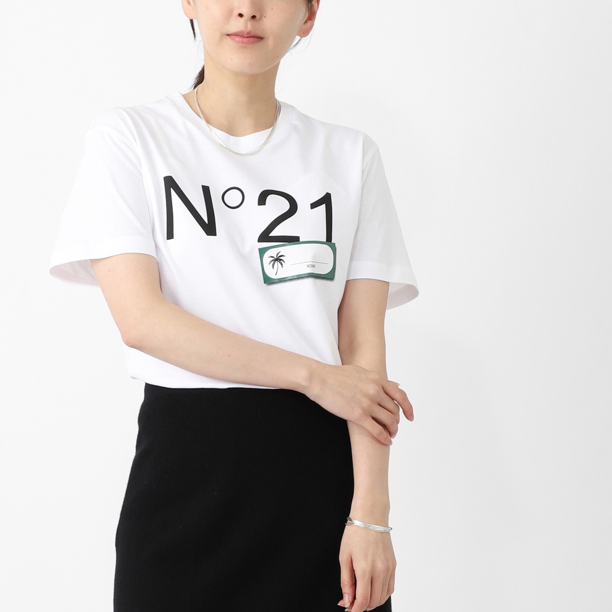 『ネコポス対応(1点まで)』N°21 ヌメロヴェントゥーノ クルーネックTシャツ/KIDS キッズ/ロゴTシャツ レディース