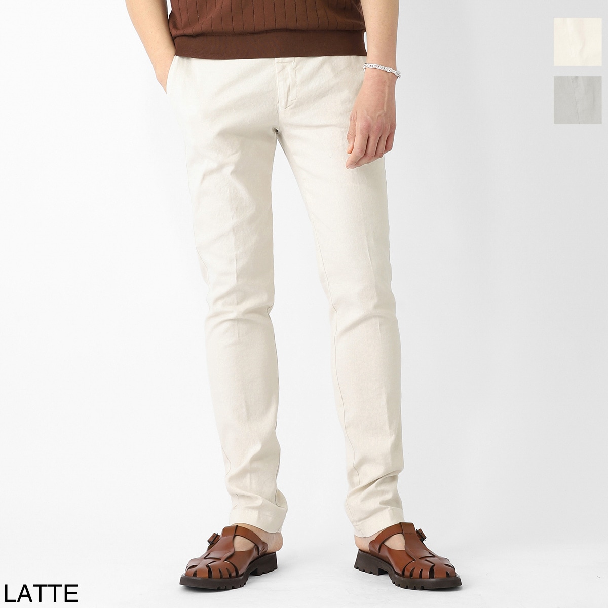 BERWICH ベルウィッチ ノープリーツ スラックス/JMORELLO-GD COTTON LINEN STRETCH メンズ