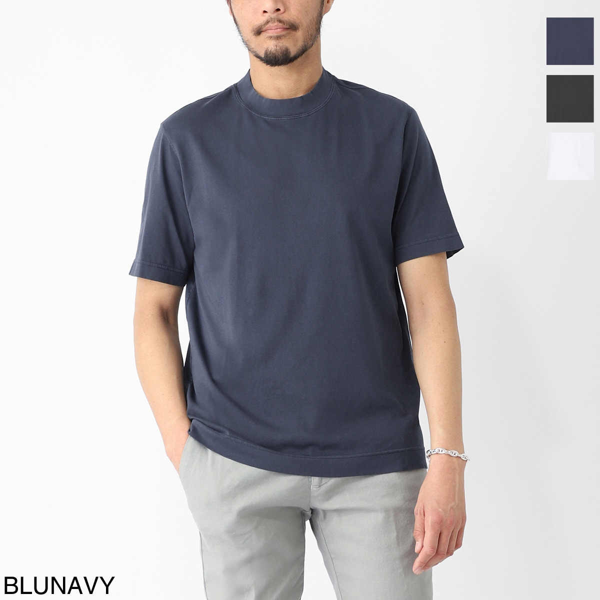 CIRCOLO 1901 チルコロ クルーネックTシャツ/セミモックネック Tシャツ/COTTON JERSEY GARMENT DYED メンズ