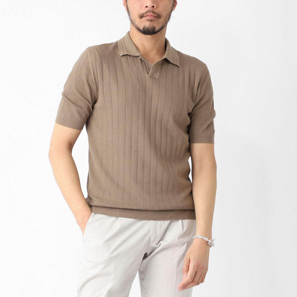 Cruciani クルチアーニ ニットポロシャツ/スキッパーポロシャツ/POLO SENZA BOTTONI M/C【大きいサイズあり】 メンズ
