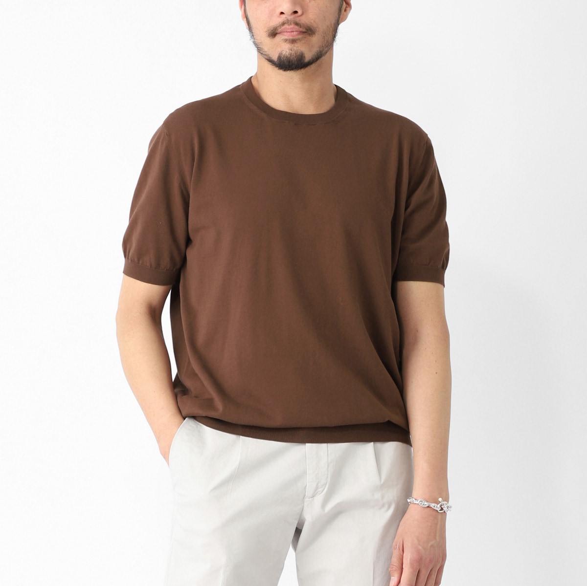 Cruciani クルチアーニ クルーネック 半袖ニット/GIROCOLLO M/C【大きいサイズあり】 メンズ