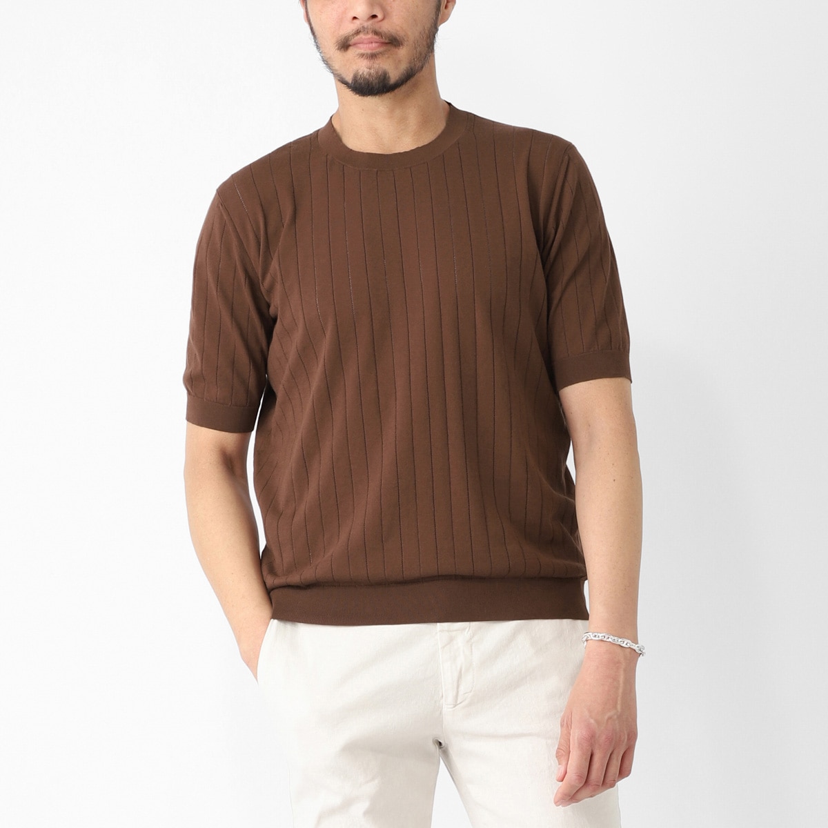 Cruciani クルチアーニ クルーネック 半袖ニット/GIROCOLLO M/C【大きいサイズあり】 メンズ