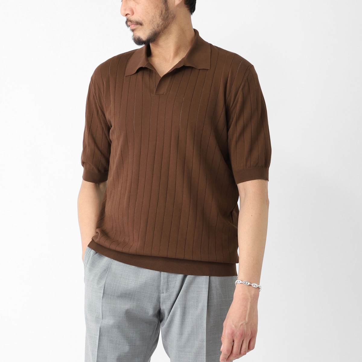 Cruciani クルチアーニ ニットポロシャツ/スキッパーポロシャツ/POLO SENZA BOTTONI M/C【大きいサイズあり】 メンズ