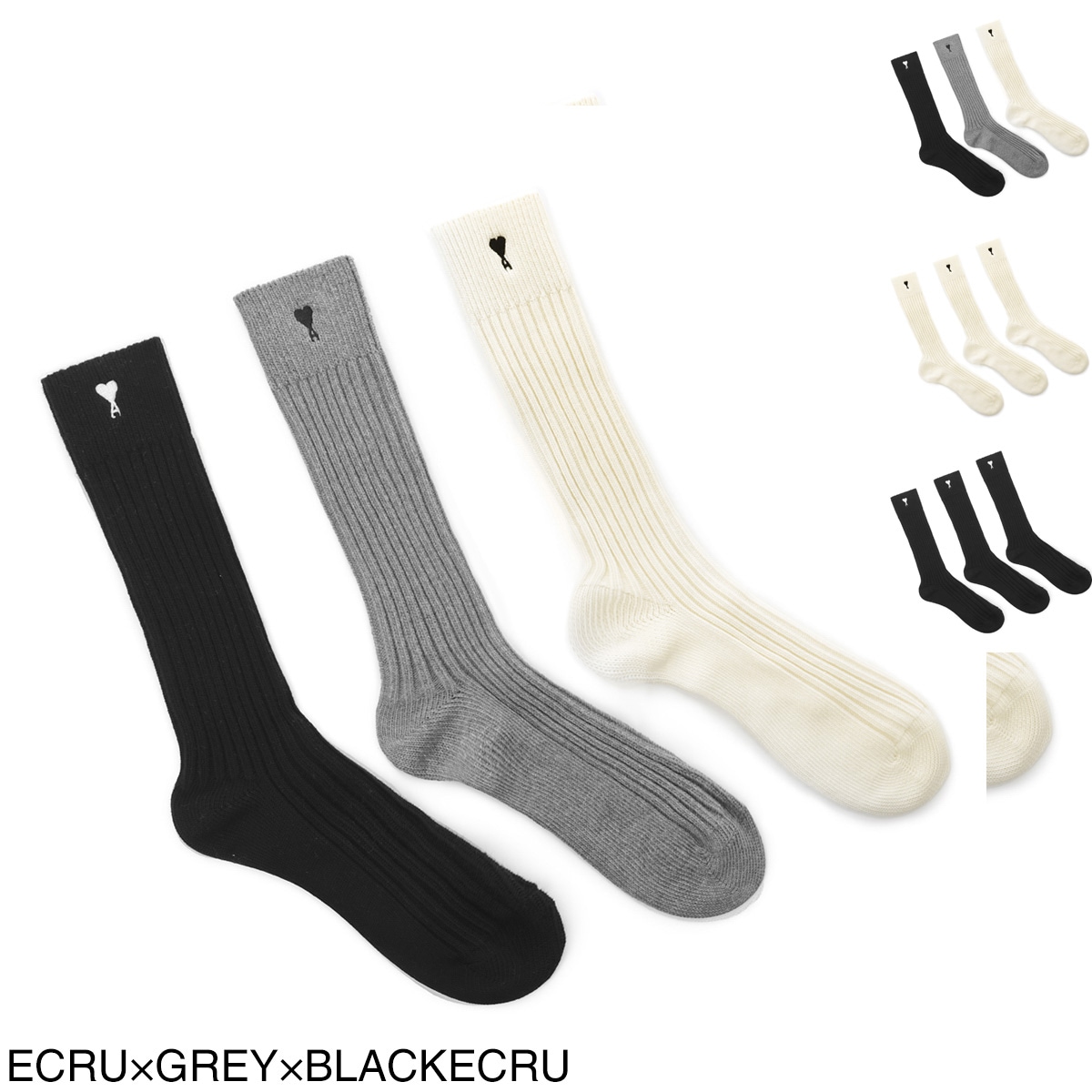 靴下 3足セット/ソックス/THREE PACK BLACK AMI DE COEUR SOCKS アミ ドゥ クール
