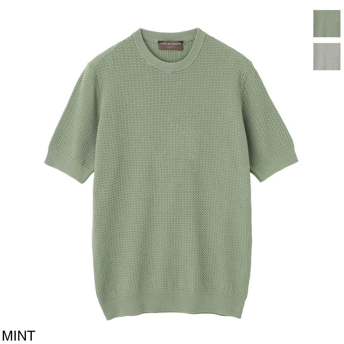 FILIPPO DE LAURENTIIS フィリッポ デ ローレンティス クルーネック 半袖ニット/CREWNECK SWEATER SS CREPE COTTON クレープコットン【大きいサイズあり】 メンズ