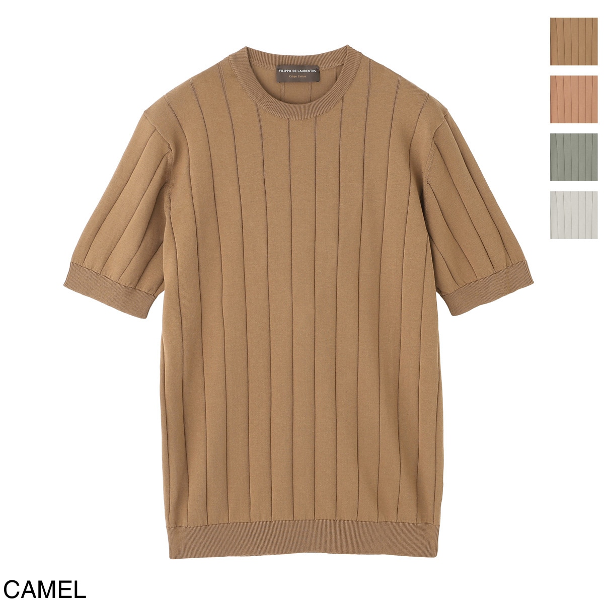 FILIPPO DE LAURENTIIS フィリッポ デ ローレンティス クルーネック 半袖ニット/CREWNECK SWEATER SS CREPE COTTON クレープコットン【大きいサイズあり】 メンズ