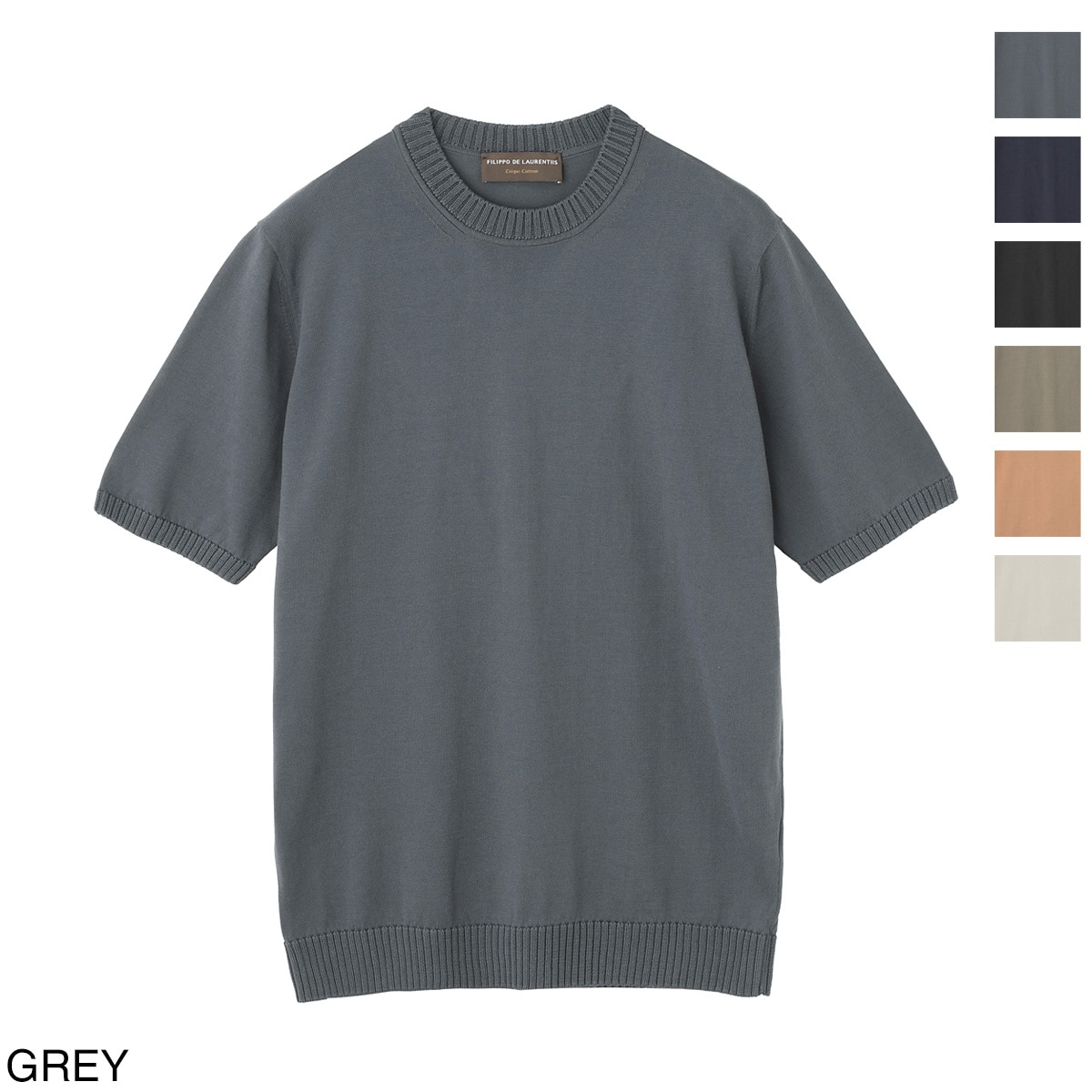 FILIPPO DE LAURENTIIS フィリッポ デ ローレンティス クルーネック 半袖ニット/CREWNECK SWEATER SS CREPE COTTON クレープコットン【大きいサイズあり】 メンズ