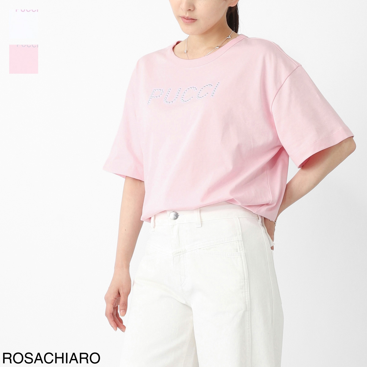 PUCCI プッチ クルーネックTシャツ/KIDS キッズ ガールズ/ロゴ スタッズ カラー2色 レディース