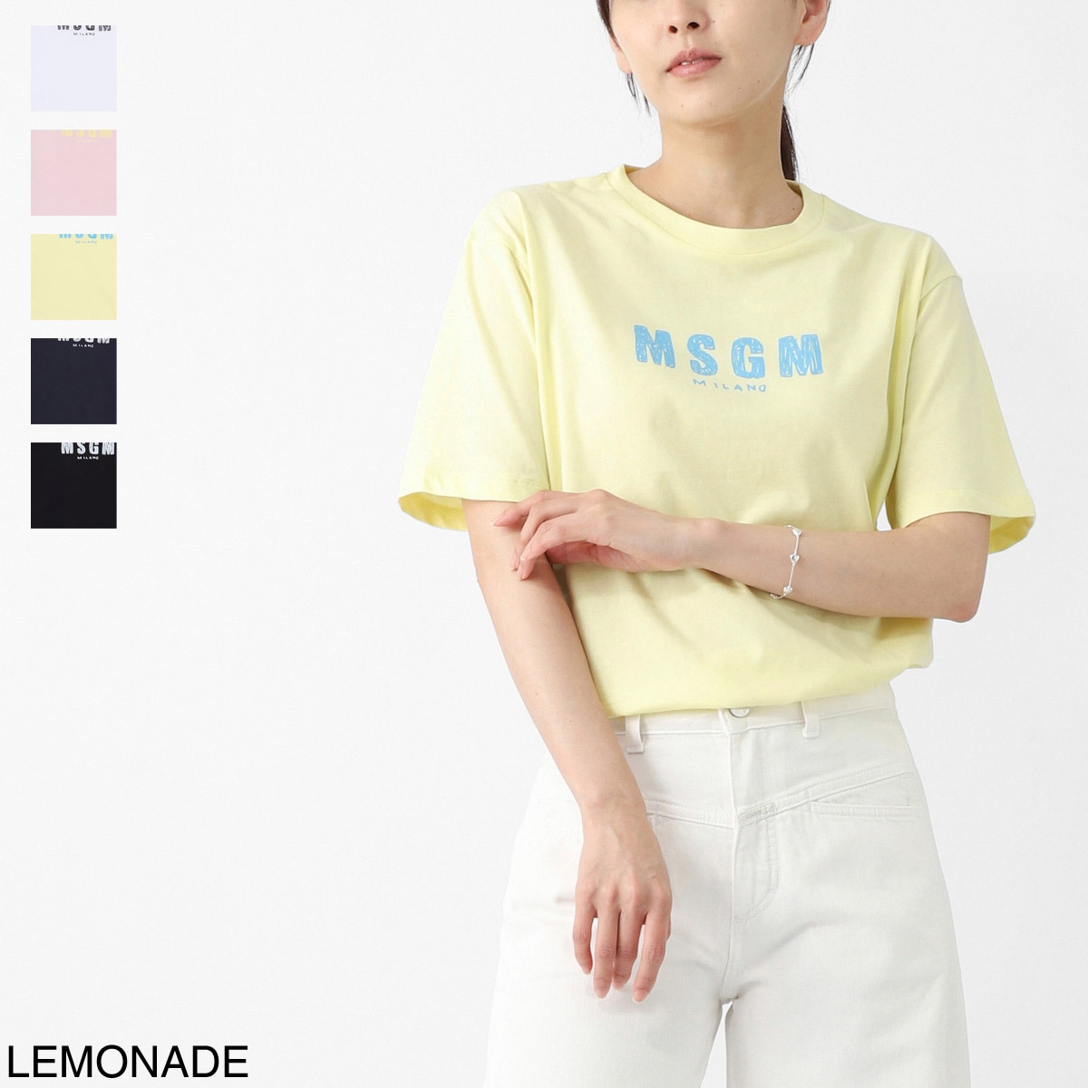 MSGM エムエスジーエム 新品 レディース 定番 ロゴTシャツ イエロー レディース・ブランド一覧,□ M,MSGM | モダンブルー