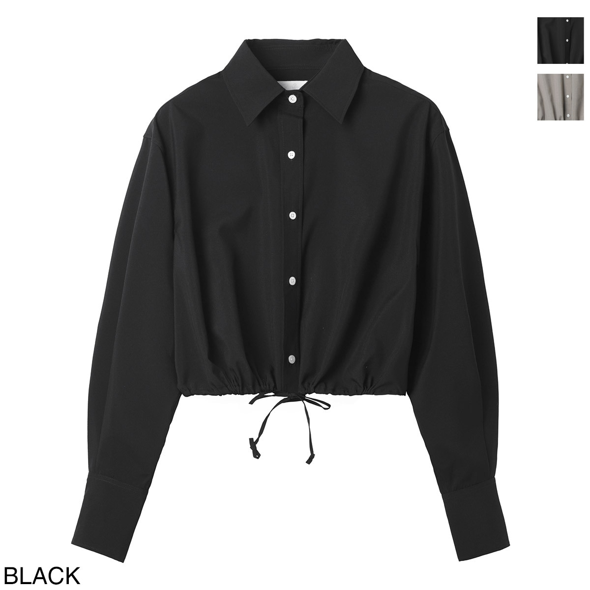 Cellar Door セラードアー 長袖シャツ/クロップドシャツ/ALBA シャツジャケットドローコード クロップド丈 ショート丈 レディース