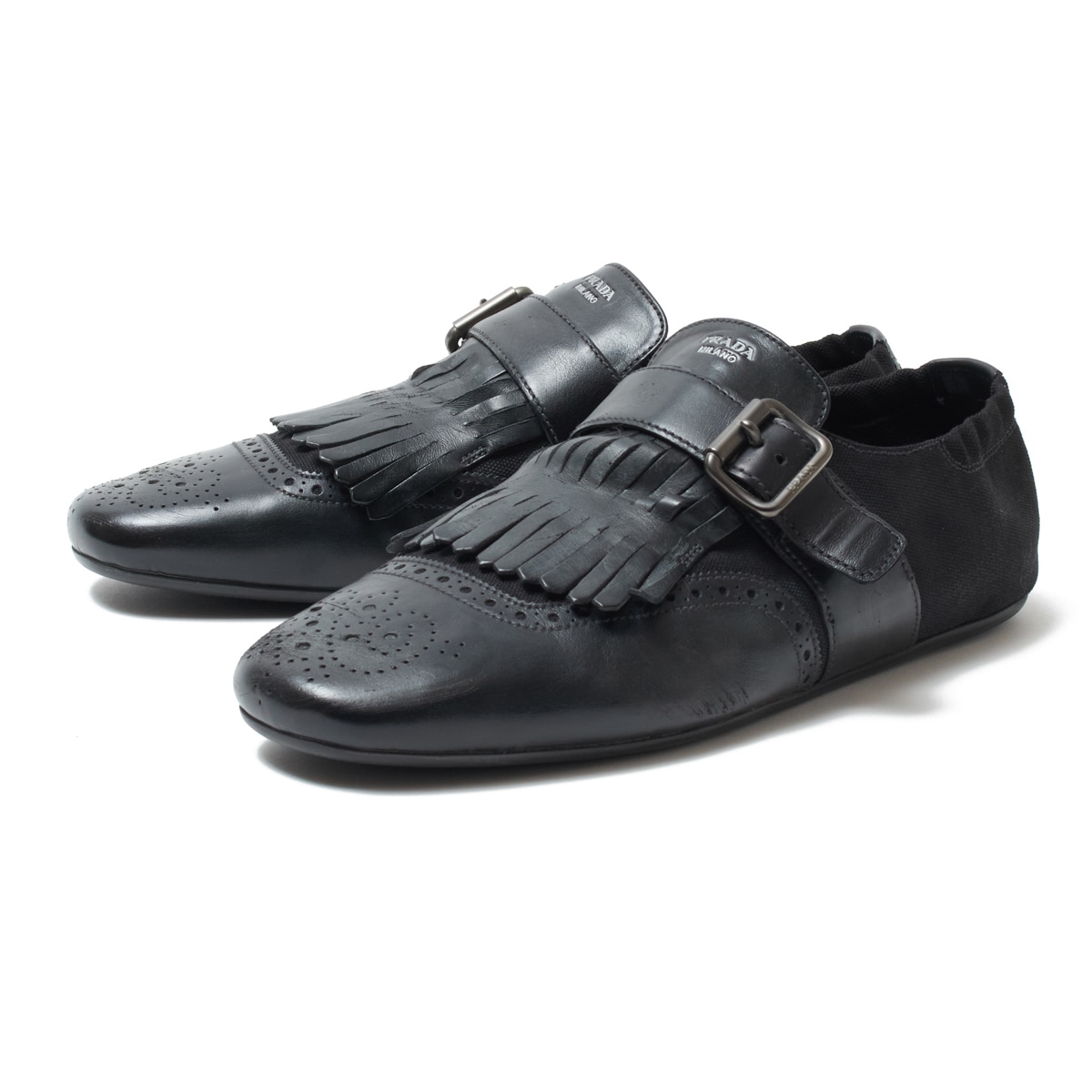 PRADA プラダ シングルモンクストラップ シューズ/SHUFFLE FRINGED