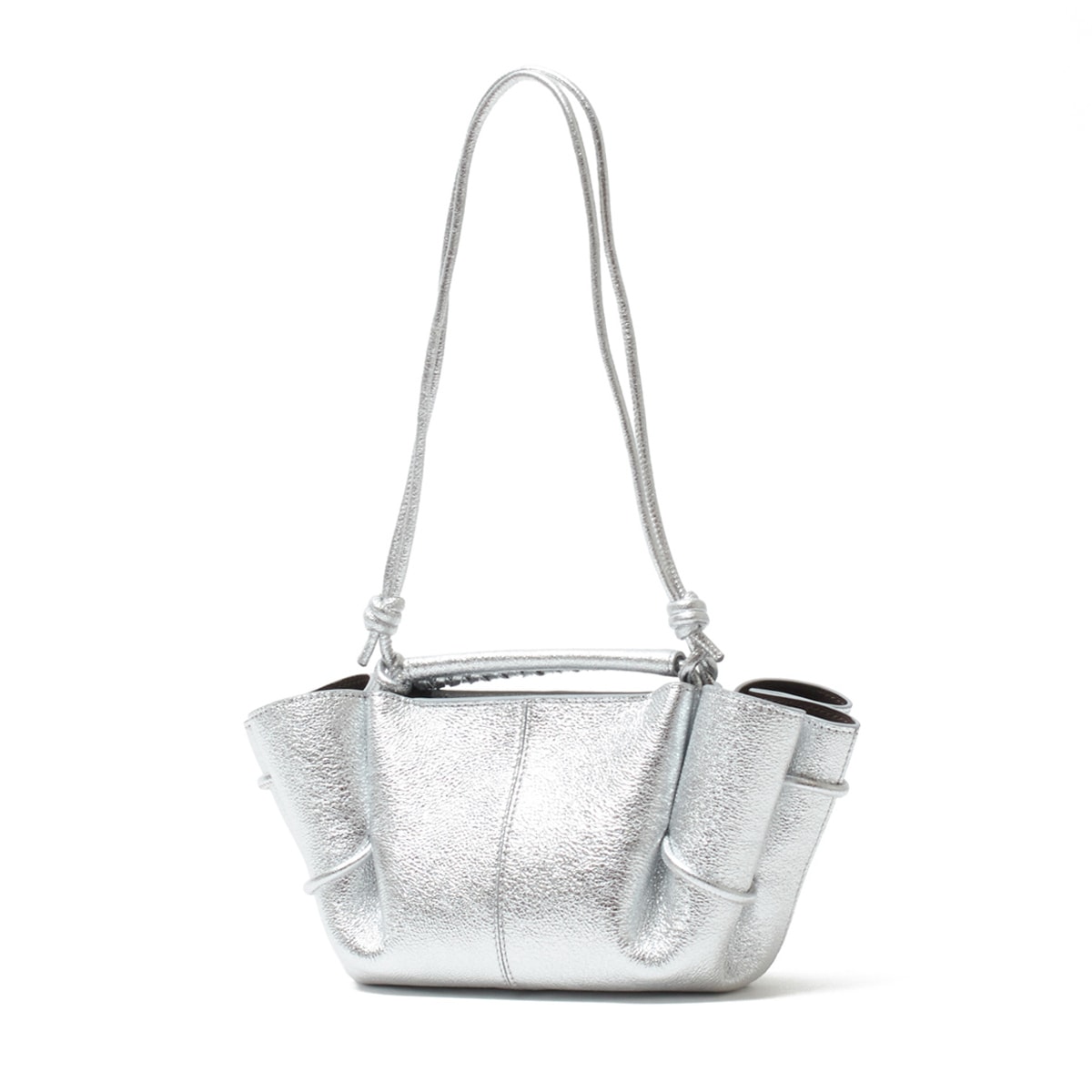 HEREU ヘリュー ハンドバッグ 2WAY/クロスボディバッグ/ARTA MINI METALLIC ラムスキン プリーツディテール ミニマル クロスボディバッグ レディース