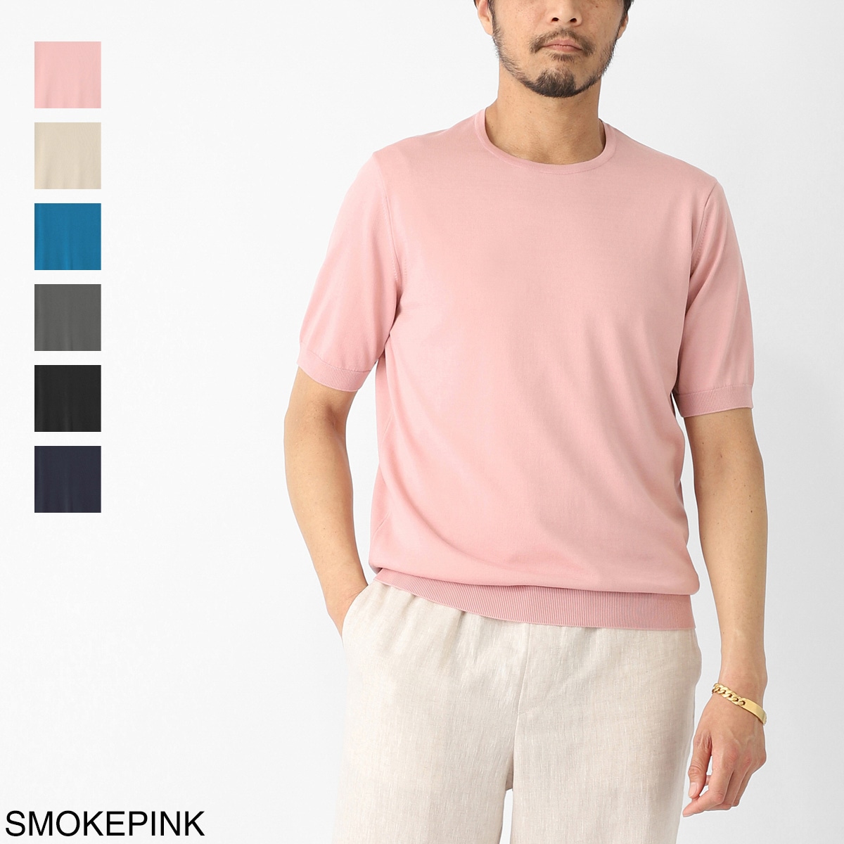 DASE デイス クルーネック半袖ニット メンズ