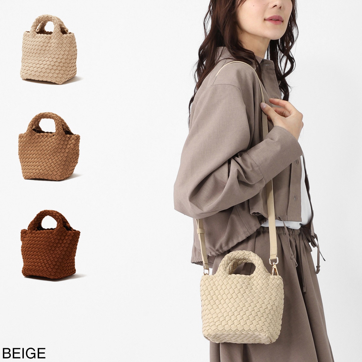 ハンドバッグ 3WAY/ミニバッグ/MARREA MINI マレア ミニ メッシュ ネオプレン 編み込み ダストバッグ付き レディース
