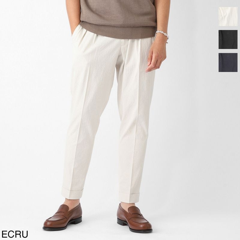 BERWICH ベルウィッチ ツープリーツ スラックス/コットンパンツ/SCOTCH SEERSUCKER COTTON スコッチ メンズ