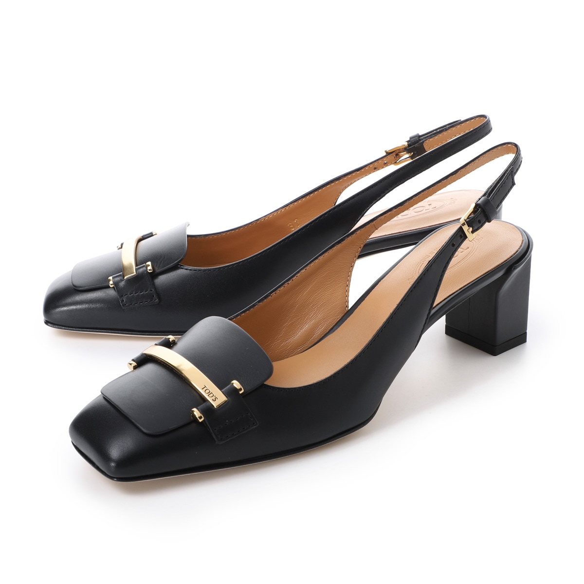 TODS トッズ スリングバック パンプス/パンプス スクエアトゥ メタル 