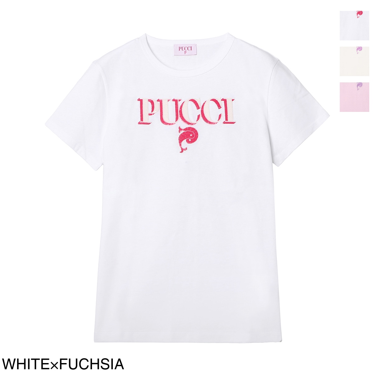 PUCCI プッチ クルーネックTシャツ/KIDS キッズ ガールズ/ロゴ スパンコール レディース
