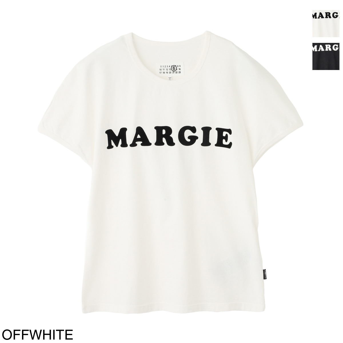 MM6 Maison Margiela エムエム 6 メゾンマルジェラ クルーネックTシャツ/フロッキープリント ロゴ レディース