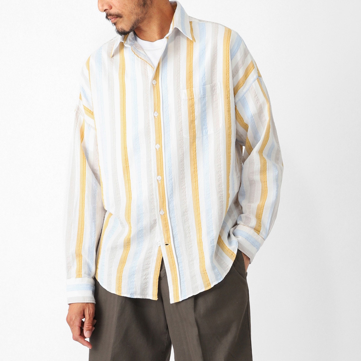 GUY ROVER ギローバー 長袖レギュラーカラーシャツ/総柄シャツ/WASH メンズ