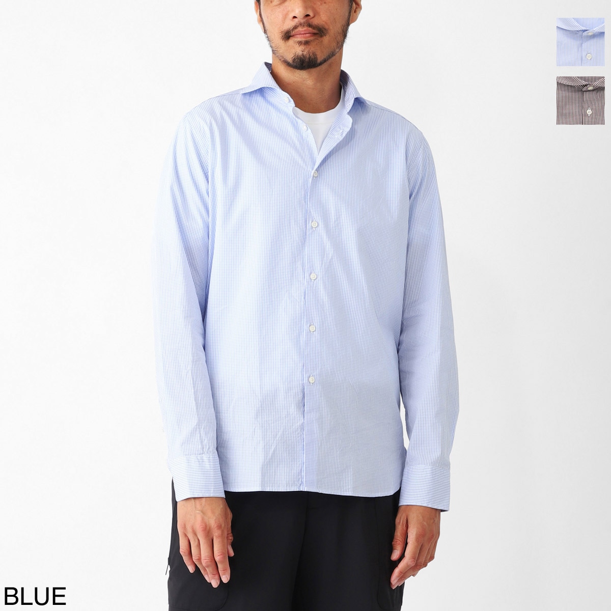 GUY ROVER ギローバー リネンシャツ/ホリゾンタルカラーシャツ 総柄シャツ/WASH メンズ