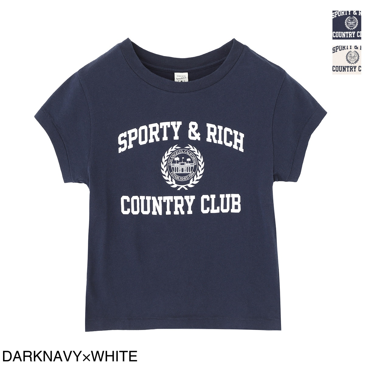 Sporty&Rich スポーティーアンドリッチ クルーネックTシャツ/Varsity Crest Essential Tee ロゴ セットアップ可能 レディース