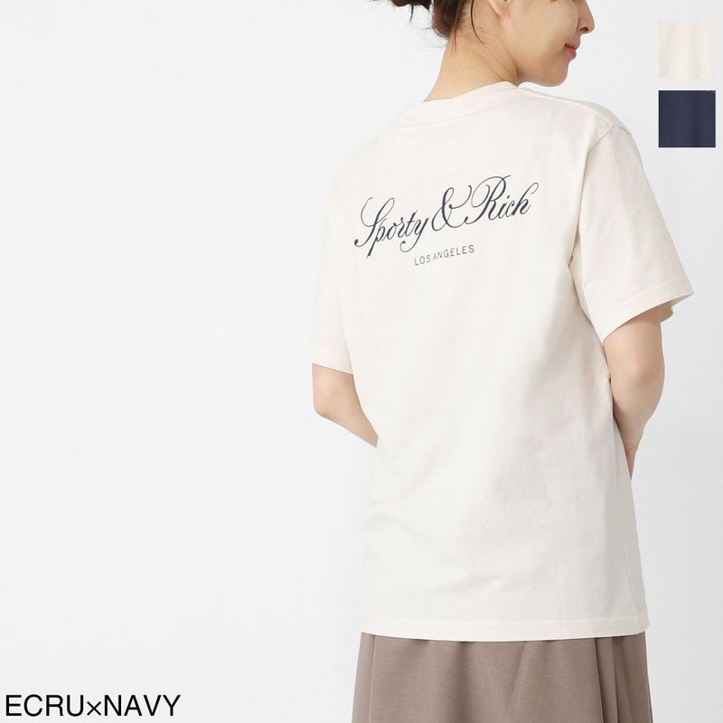 Sporty&Rich スポーティーアンドリッチ クルーネックTシャツ/Vendome LA T-Shirt ロゴ レディース