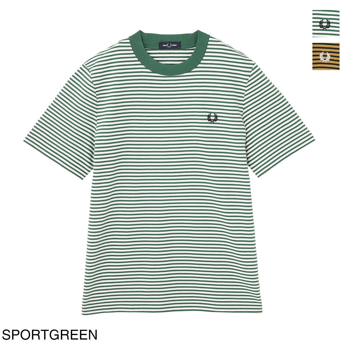 FRED PERRY フレッドペリー クルーネックTシャツ/M6581 Fine Stripe Heavyweight T-Shirt メンズ