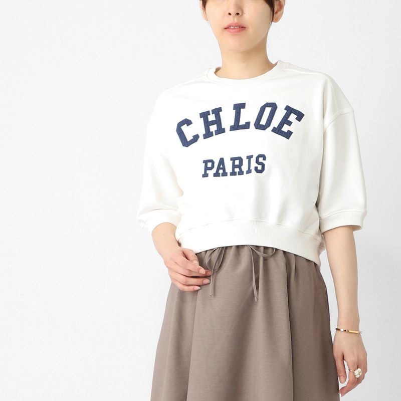 Chloe クロエ 半袖 スウェット/KIDS キッズ ガールズ/ロゴ クロップド丈 ショート丈【大きいサイズあり】 レディース