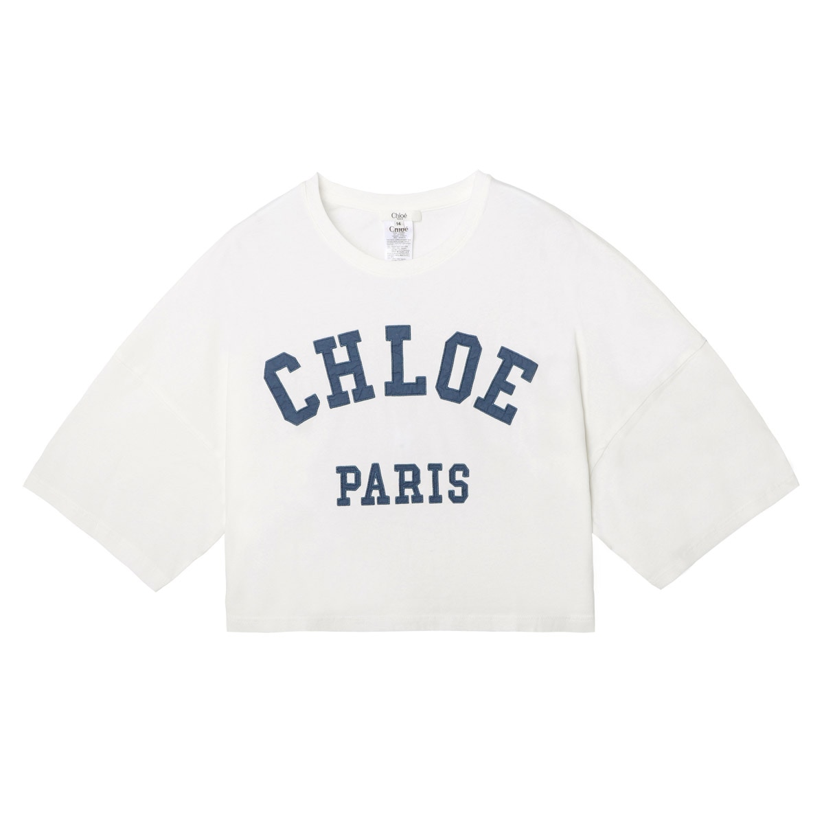 Chloe クロエ クルーネックTシャツ/KIDS キッズ ガールズ/クロップド丈 コットン クルーネック ロゴ【大きいサイズあり】 レディース