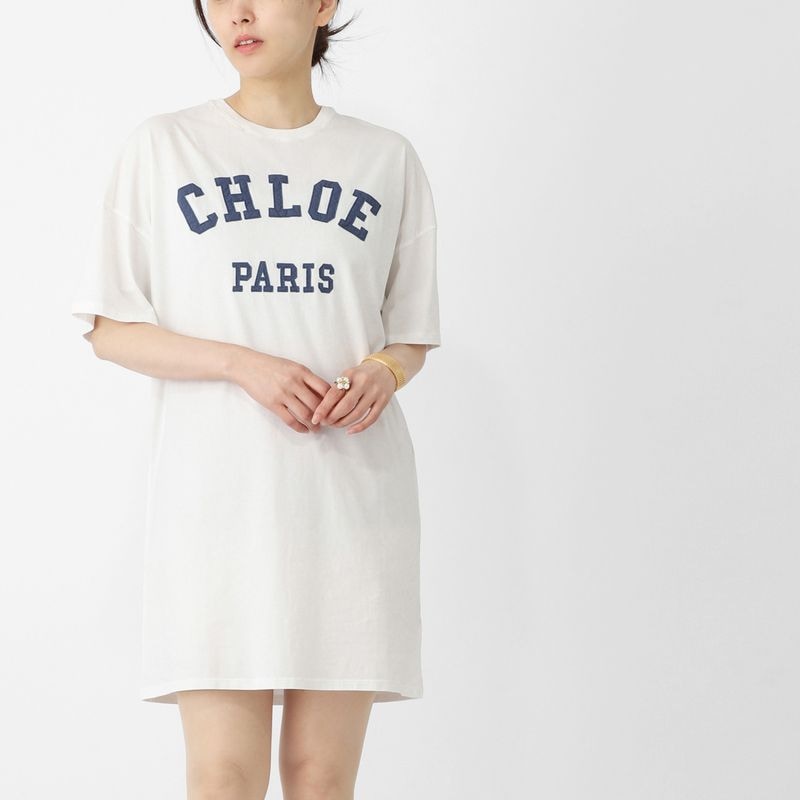 Chloe クロエ ワンピース/半袖 カットソー KIDS キッズ ガールズ/コットン クルーネック チュニック ロゴ レディース