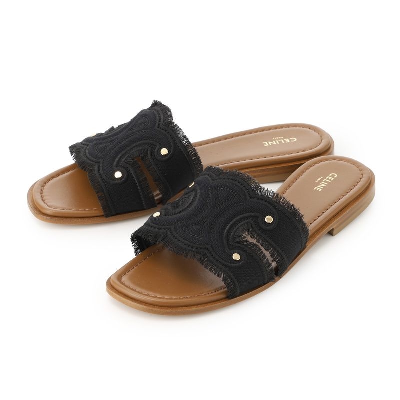 CELINE セリーヌ サンダル/ミュール フラットサンダル/FRINGED TRIOMPHE MULE 15 MARINA MULE マリナ ミュール レディース