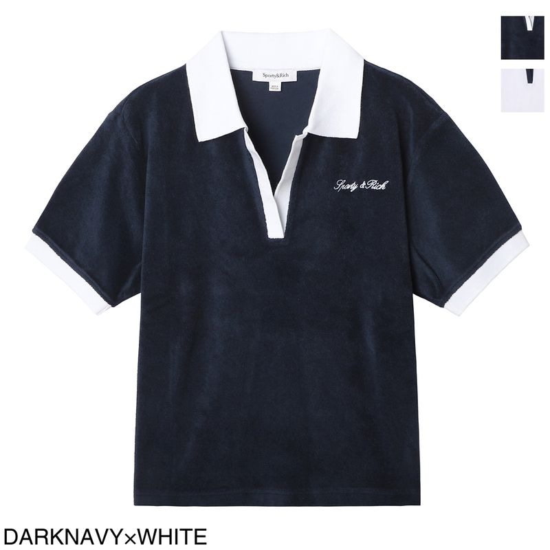 Sporty&Rich スポーティーアンドリッチ ポロシャツ/Signature Logo Terry Polo スキッパー ロゴ レディース