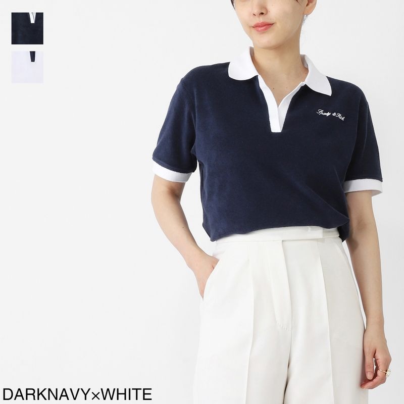 Sporty&Rich スポーティーアンドリッチ ポロシャツ/Signature Logo Terry Polo スキッパー ロゴ レディース